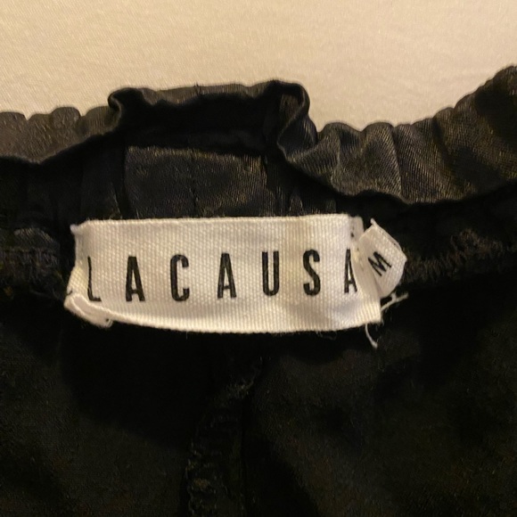 LACAUSA Uma Black Satin Pants Size Medium - Picture 4 of 4